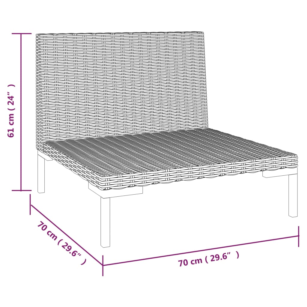 Tuinbanken 2 St Met Kussens Halfrond Poly Rattan Middenbank (2 st)