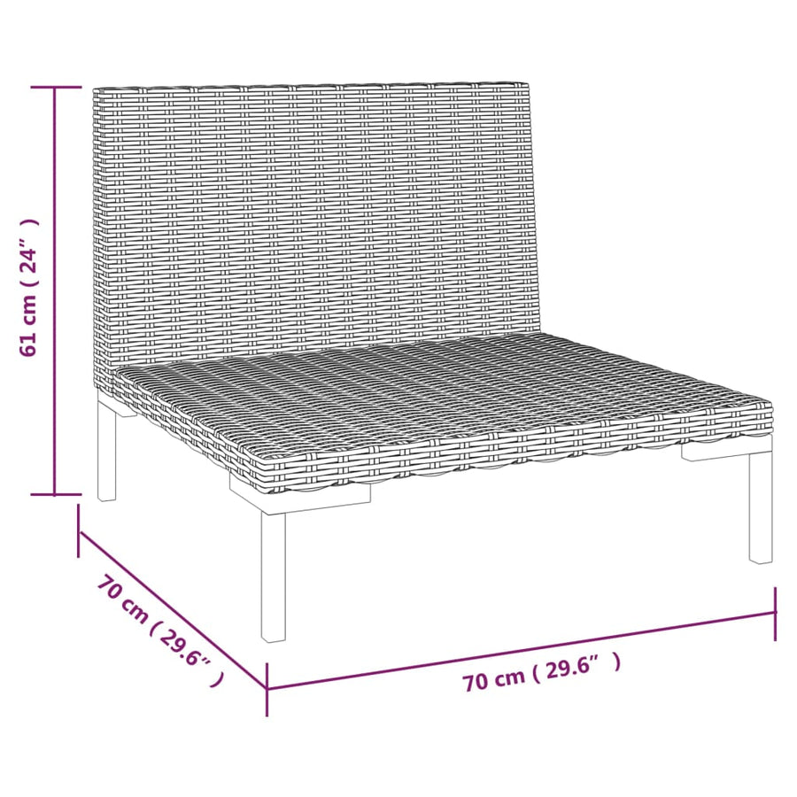 Tuinbanken 2 St Met Kussens Halfrond Poly Rattan Middenbank (2 st)
