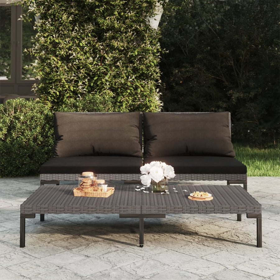 Tuinbanken 2 St Met Kussens Halfrond Poly Rattan Middenbank (2 st)