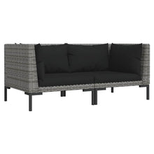 Tuinbanken 2 st met kussens halfrond poly rattan