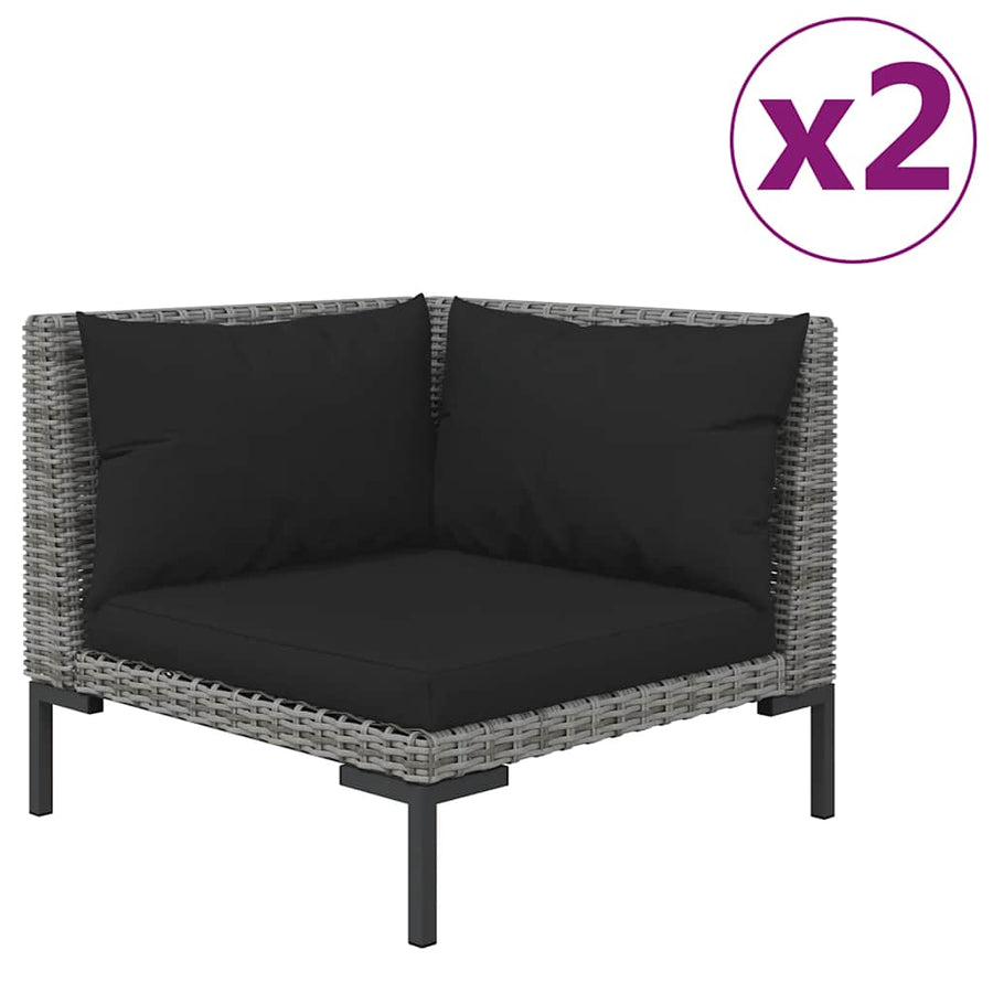 Tuinbanken 2 st met kussens halfrond poly rattan