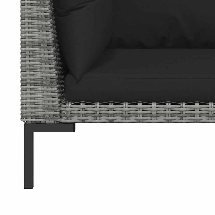 Tuinbanken 2 st met kussens halfrond poly rattan