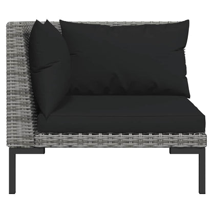 Tuinbanken 2 st met kussens halfrond poly rattan