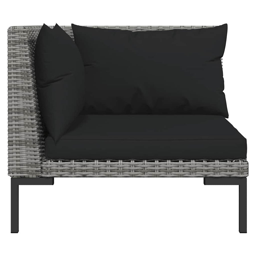 Tuinbanken 2 st met kussens halfrond poly rattan