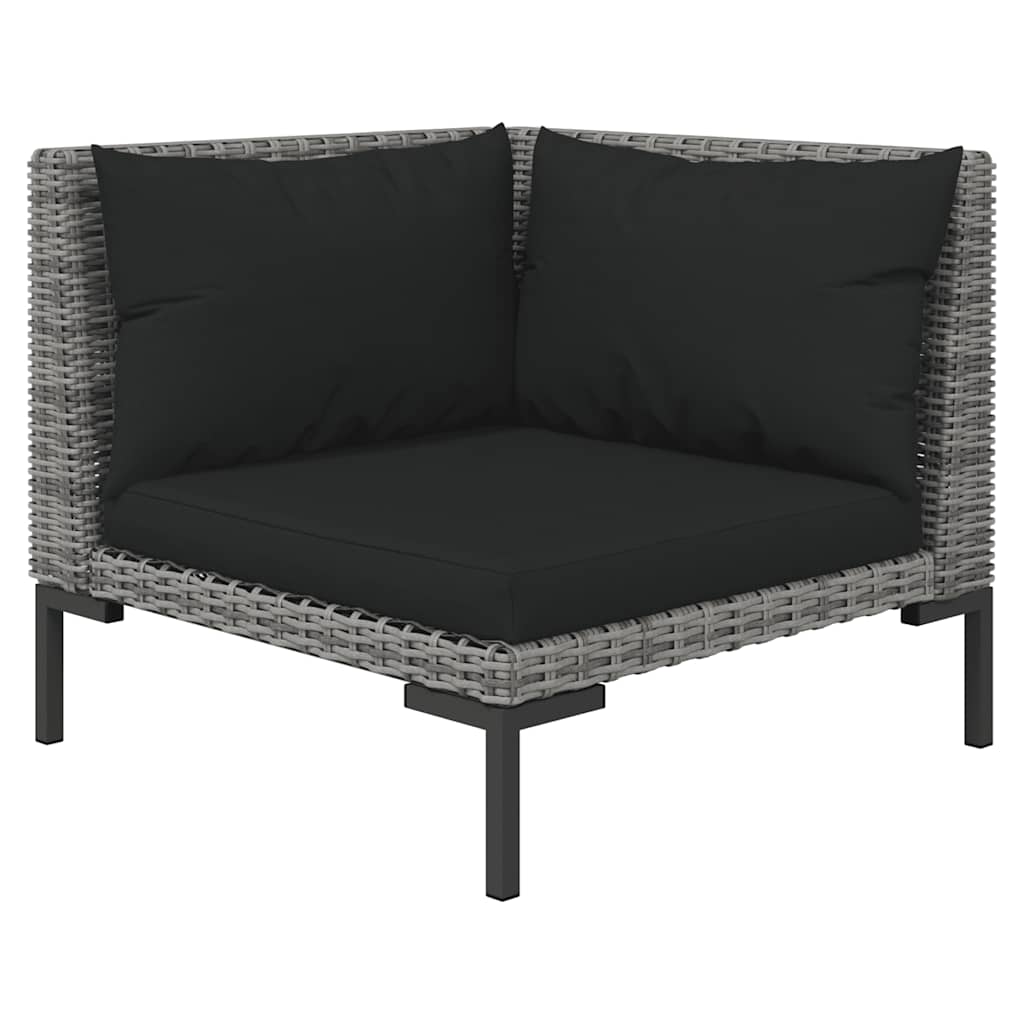 Tuinbanken 2 st met kussens halfrond poly rattan