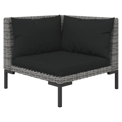 Tuinbanken 2 st met kussens halfrond poly rattan