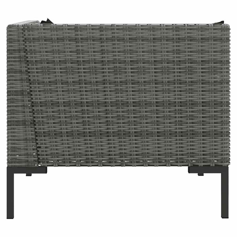 Tuinbanken 2 st met kussens halfrond poly rattan