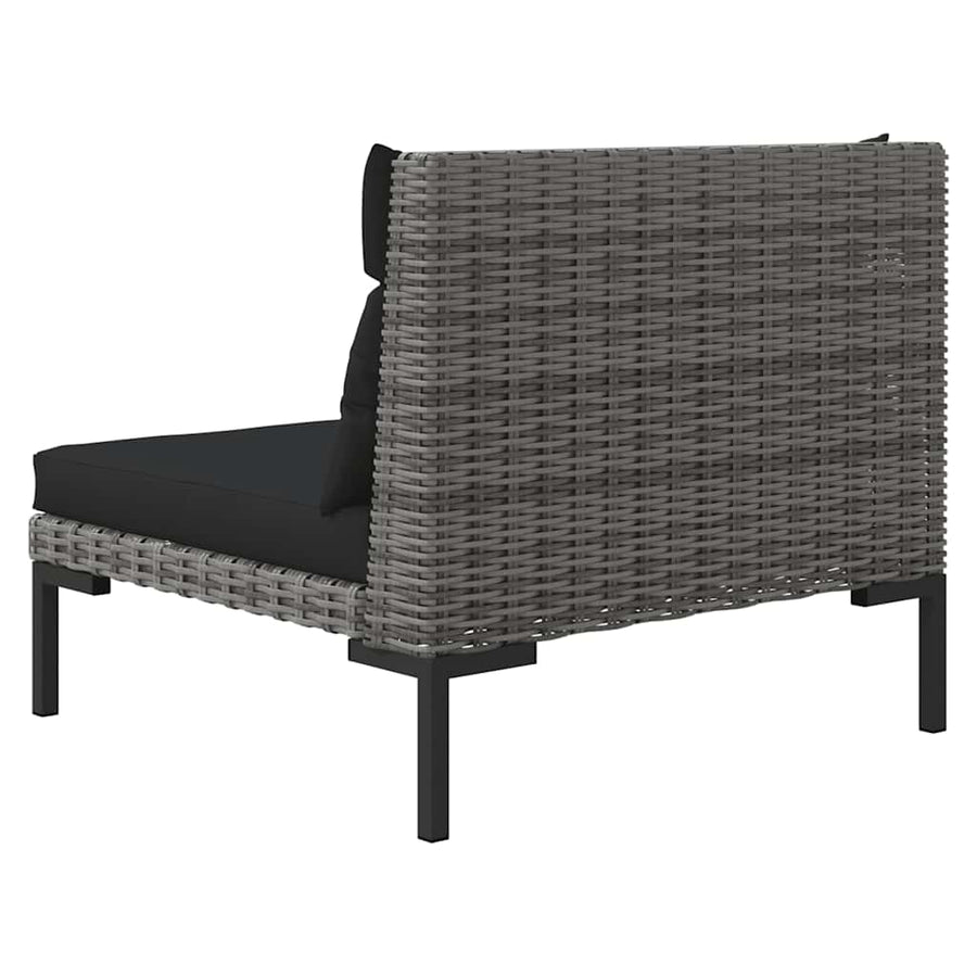 Tuinbanken 2 st met kussens halfrond poly rattan