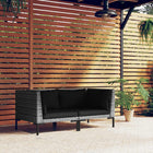 Garden benches 2 pc with cushions half-round poly rattan