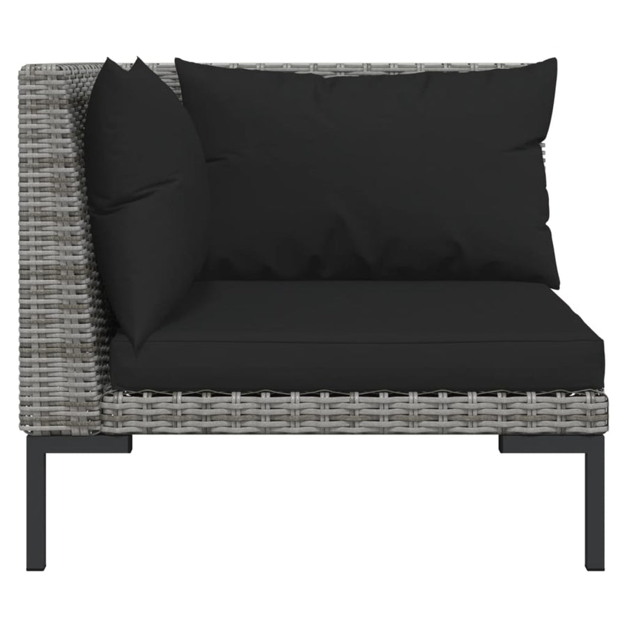 3-Delige Loungeset Halfrond Poly Rattan Donkergrijs 2x hoek + Tafel