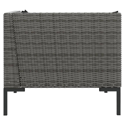 3-Delige Loungeset Halfrond Poly Rattan Donkergrijs 2x hoek + Tafel