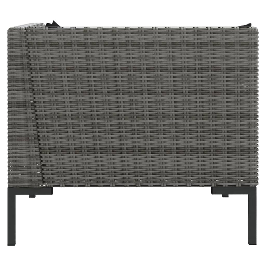 3-Delige Loungeset Halfrond Poly Rattan Donkergrijs 2x hoek + Tafel