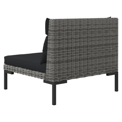 3-Delige Loungeset Halfrond Poly Rattan Donkergrijs 2x hoek + Tafel