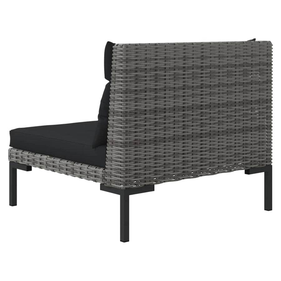 3-Delige Loungeset Halfrond Poly Rattan Donkergrijs 2x hoek + Tafel