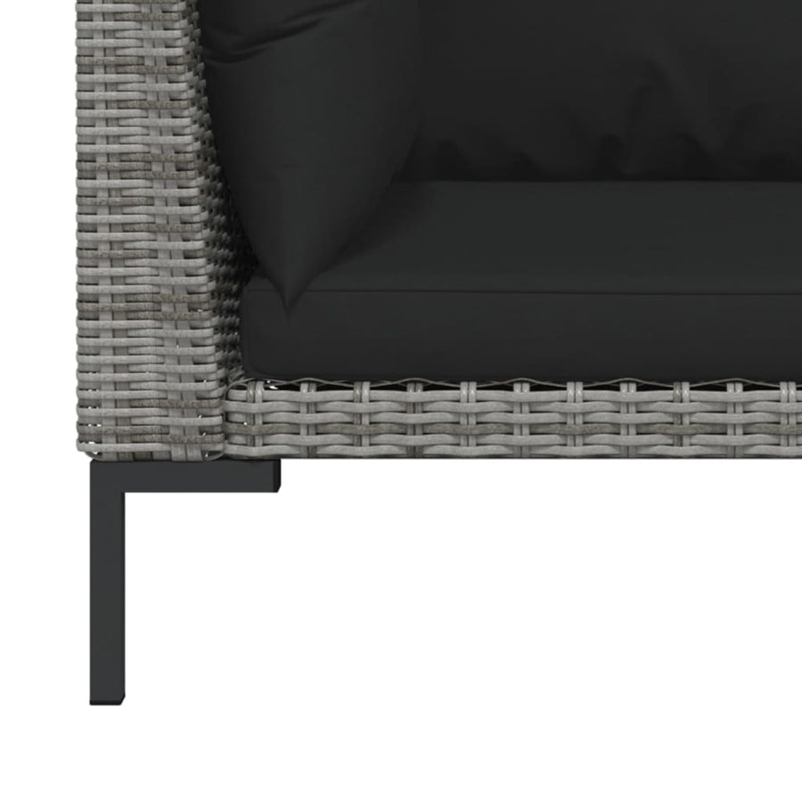 3-Delige Loungeset Halfrond Poly Rattan Donkergrijs 2x hoek + Tafel