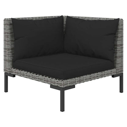 3-delige Loungeset halfrond poly rattan donkergrijs