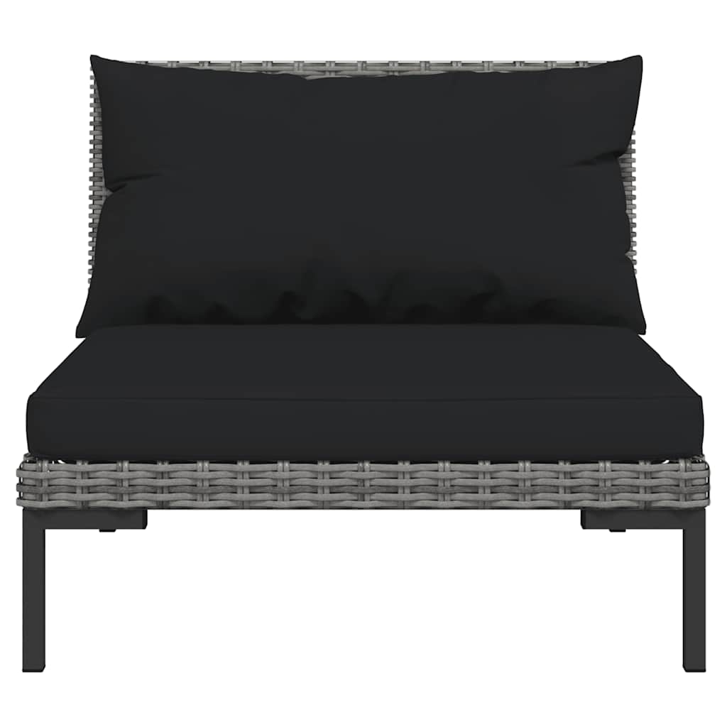 3-delige Loungeset halfrond poly rattan donkergrijs