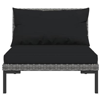3-delige Loungeset halfrond poly rattan donkergrijs