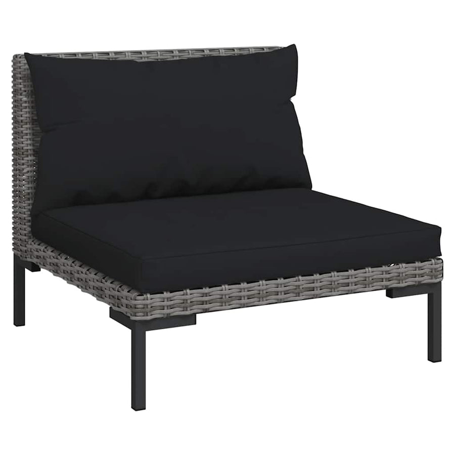 3-delige Loungeset halfrond poly rattan donkergrijs