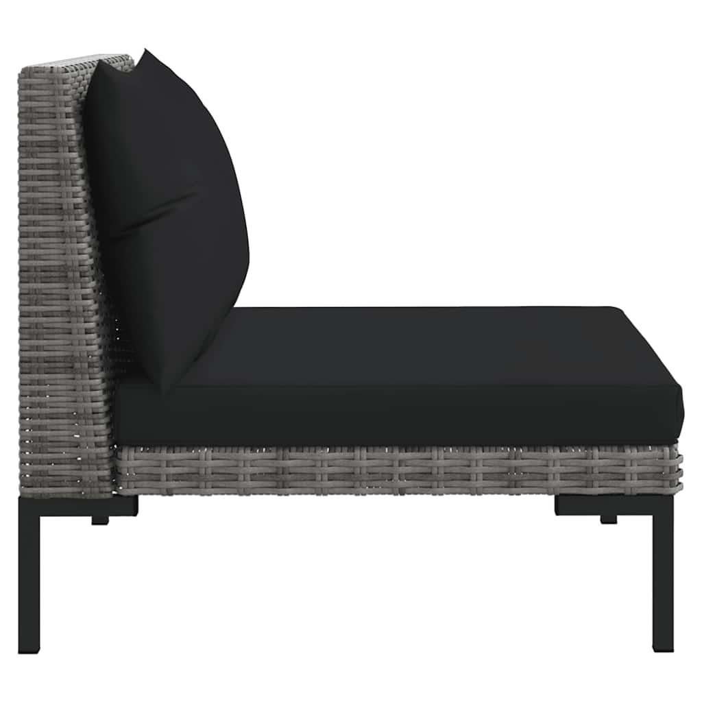 3-delige Loungeset halfrond poly rattan donkergrijs