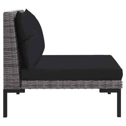 3-delige Loungeset halfrond poly rattan donkergrijs