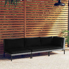 3-piece Lounge Set Half Round Poly Rattan Dark Grey