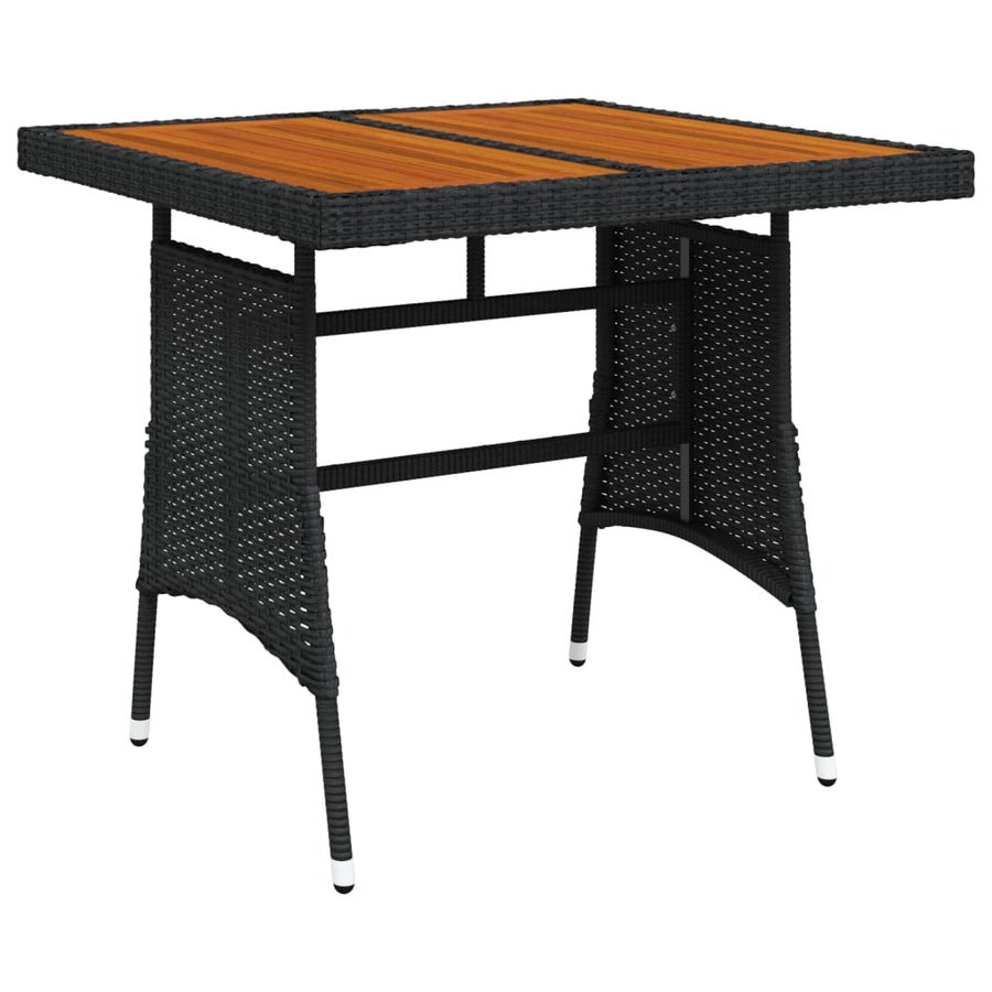 Tuintafel Poly Rattan En Massief Acaciahout 70 x 70 x 72 cm Zwart