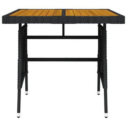 Tuintafel Poly Rattan En Massief Acaciahout 70 x 70 x 72 cm Zwart