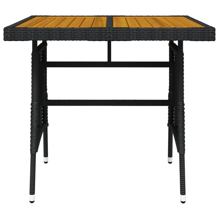 Tuintafel Poly Rattan En Massief Acaciahout 70 x 70 x 72 cm Zwart