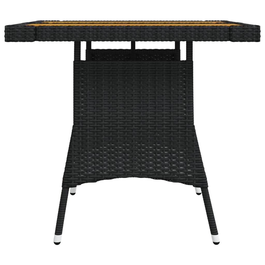 Tuintafel Poly Rattan En Massief Acaciahout 70 x 70 x 72 cm Zwart