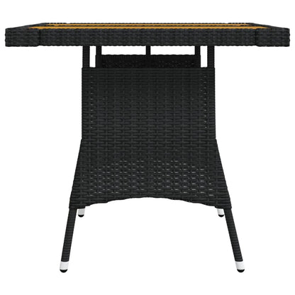Tuintafel Poly Rattan En Massief Acaciahout 70 x 70 x 72 cm Zwart