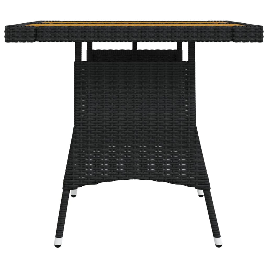 Tuintafel Poly Rattan En Massief Acaciahout 70 x 70 x 72 cm Zwart