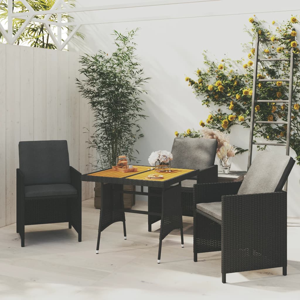 Tuintafel 130X70X72 Cm Poly Rattan En Massief Acaciahout Zwart
