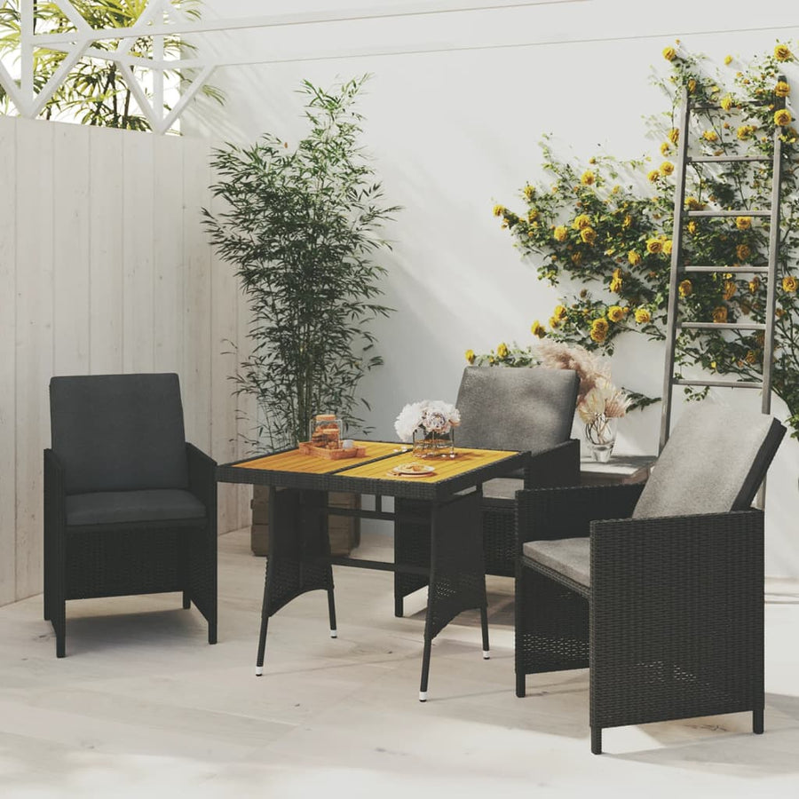Tuintafel 130X70X72 Cm Poly Rattan En Massief Acaciahout Zwart