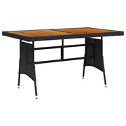 Tuintafel 130x70x72 cm poly rattan acaciahout zwart