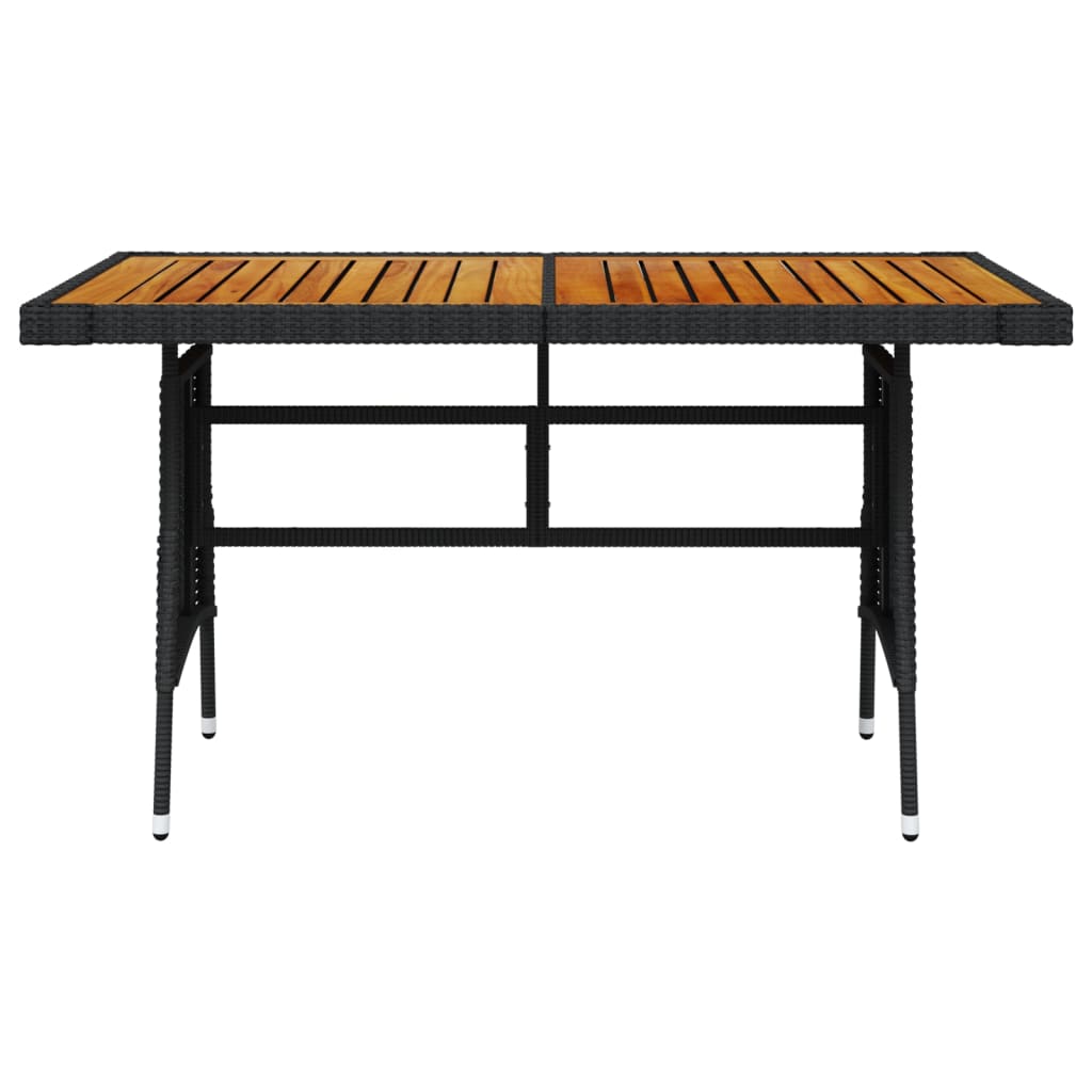 Tuintafel 130X70X72 Cm Poly Rattan En Massief Acaciahout Zwart