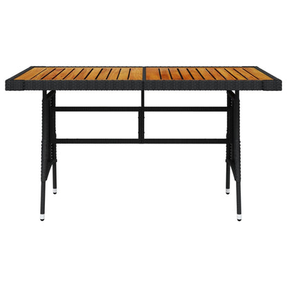 Tuintafel 130X70X72 Cm Poly Rattan En Massief Acaciahout Zwart