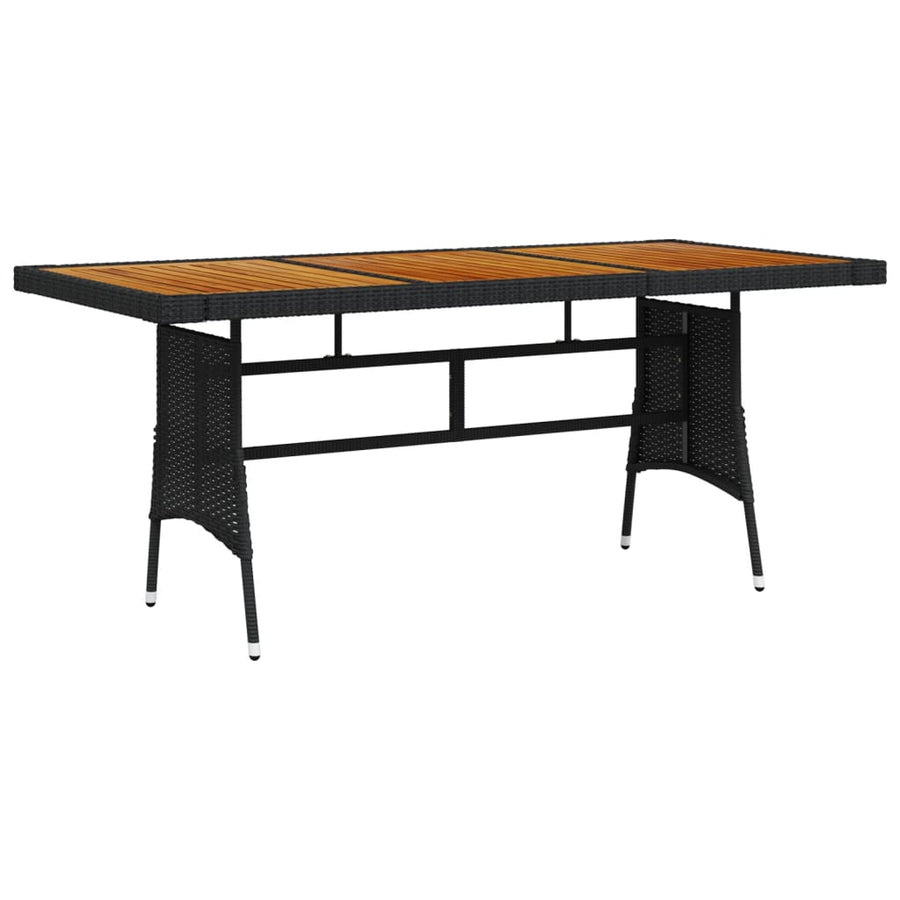 Tuintafel 130X70X72 Cm Poly Rattan En Massief Acaciahout Zwart