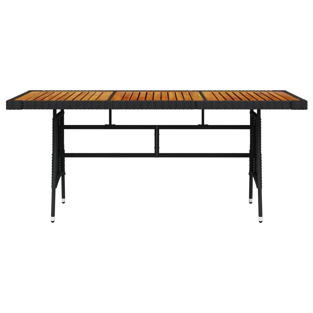 Tuintafel Poly Rattan En Massief Acaciahout 160 x 70 x 72 cm Zwart