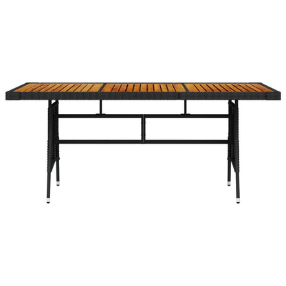 Tuintafel Poly Rattan En Massief Acaciahout 160 x 70 x 72 cm Zwart