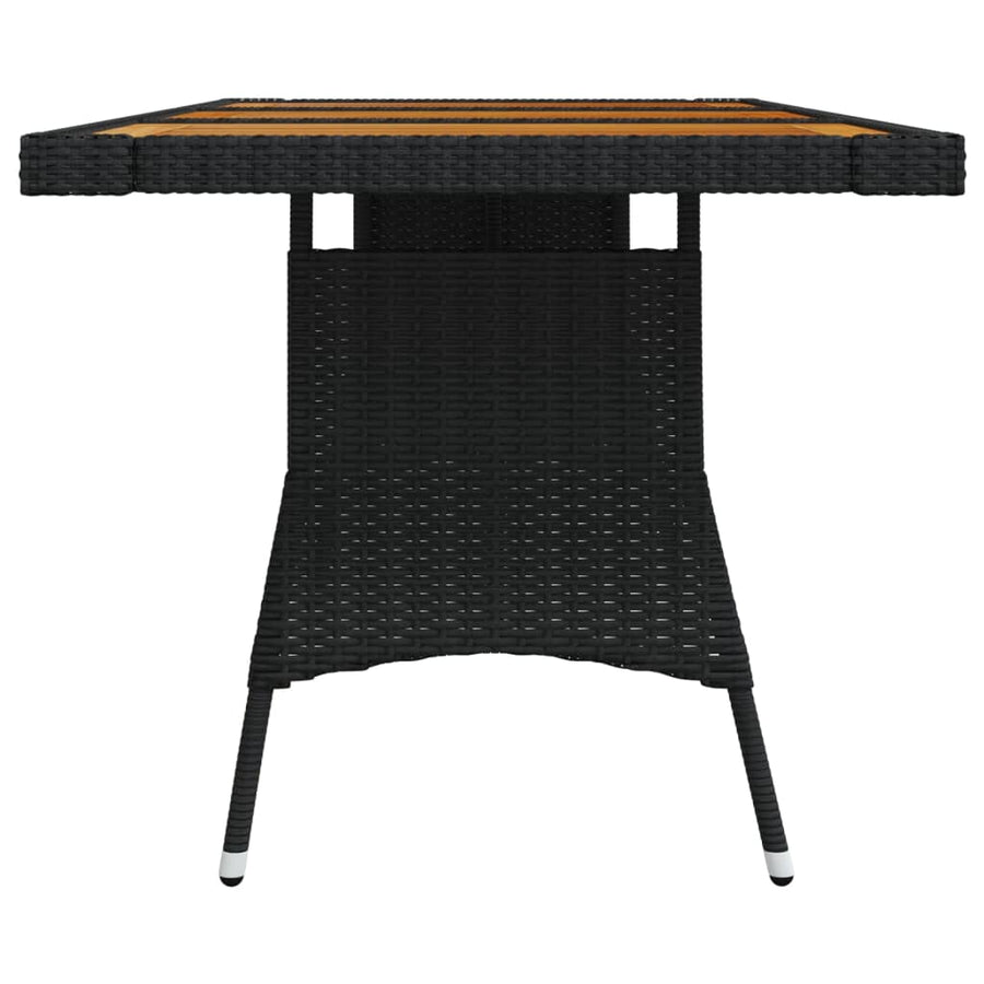 Tuintafel Poly Rattan En Massief Acaciahout 160 x 70 x 72 cm Zwart