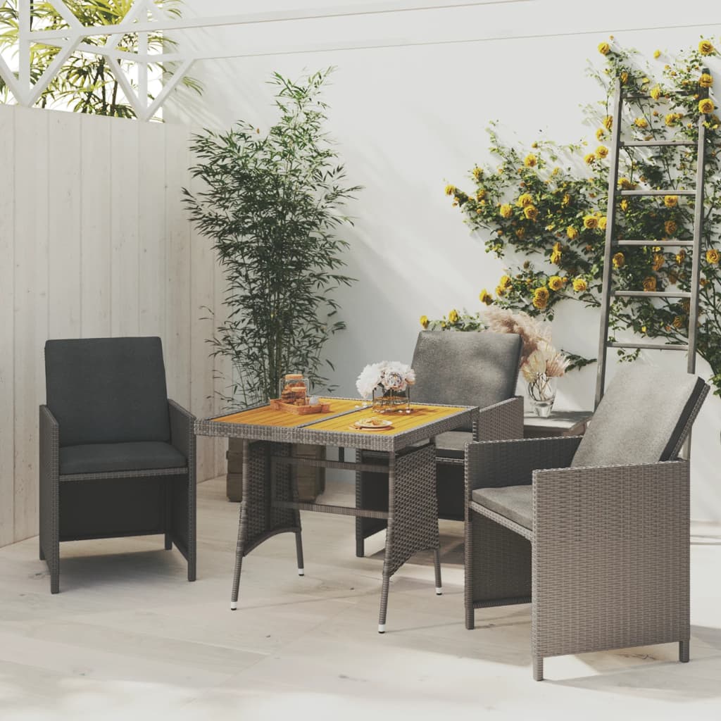 Tuintafel 130X70X72 Cm Poly Rattan En Massief Acaciahout Zwart