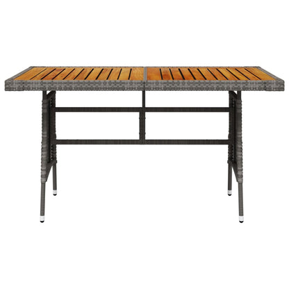 Tuintafel Poly Rattan En Massief Acaciahout 130 x 70 x 72 cm Grijs