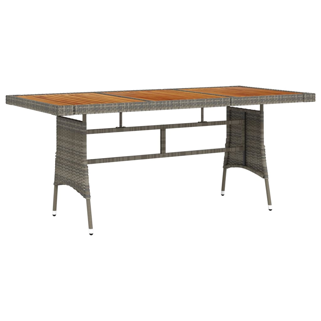 Tuintafel Poly Rattan En Massief Acaciahout 160 x 70 x 72 cm Grijs