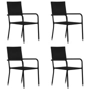 Tuinstoelen stapelbaar poly rattan zwart set van 4