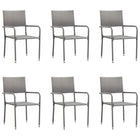 Tuinstoelen 6 st stapelbaar poly rattan grijs 51x60x87 cm