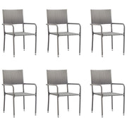 Tuinstoelen 6 st stapelbaar poly rattan grijs 51x60x87 cm