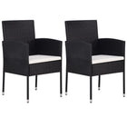 Garden chairs 2 pcs with white cushions poly rattan black