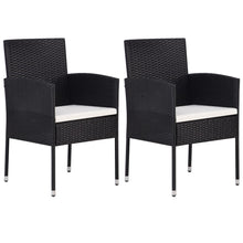 Tuinstoelen 2 st met witte kussens poly rattan zwart