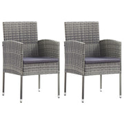 Tuinstoelen 2 stuks poly rattan grijs met kussens